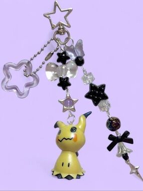 Pokemon Keychain Charm Cute Handmade Kawaii Beaded Bag Charm Gift Mimikyu